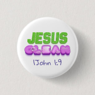 Badge Rond 2,50 Cm Jésus Propre pardonné mignon design chrétien