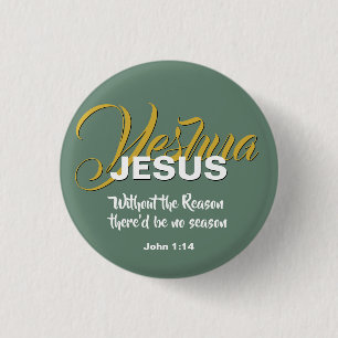 Badge Rond 2,50 Cm JESUS RAISON SAISON Sage Green Noël Christian