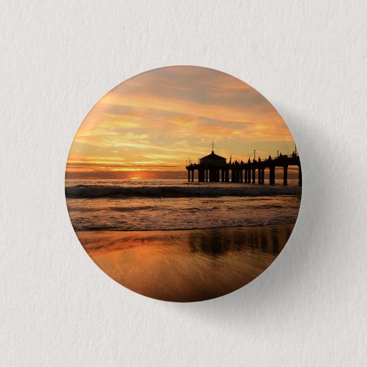Badge Rond 2,50 Cm Jetty Over Beach Sunset (Devant)