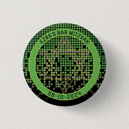 Badge Rond 2,50 Cm Jeu vidéo noir vert Gamer Bar Mitzvah (Devant)