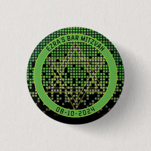 Badge Rond 2,50 Cm Jeu vidéo noir vert Gamer Bar Mitzvah