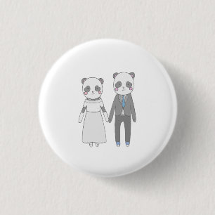 Badge Rond 2,50 Cm Jeune Couple de Mariés Panda Mignon – Mariée & Mar