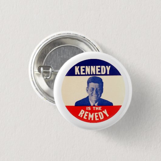 Badge Rond 2,50 Cm JFK : Kennedy est le remède (Devant & derrière)
