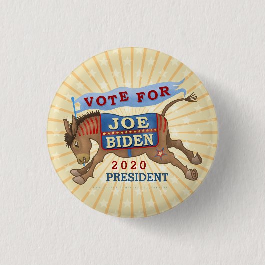 Badge Rond 2,50 Cm Joe Biden pour l'âne 2020 de président Démocrate (Devant)
