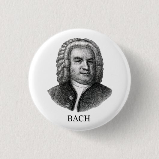 Badge Rond 2,50 Cm Johann Sebastian Bach, noir (Devant)