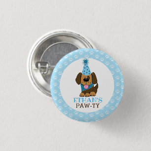Badge Rond 2,50 Cm Joli Anniversaire de Chien Mignon Marron