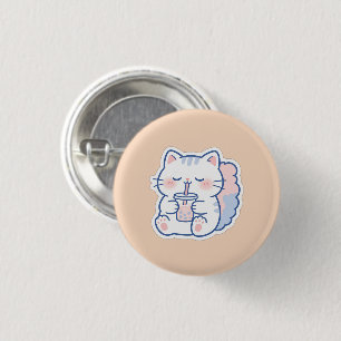 Badge Rond 2,50 Cm Joli bouton Kawaii Boba Cat Bubble Tea