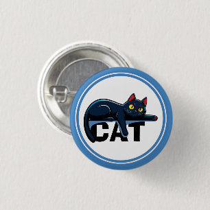 Badge Rond 2,50 Cm Joli bouton rond avec cadre bleu et chat noir