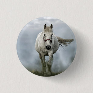 Badge Rond 2,50 Cm Joli Cheval Blanc Nuage Photo