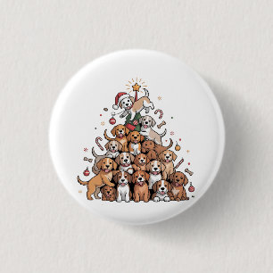 Badge Rond 2,50 Cm Joli chien d'arbre de Noël de Noël