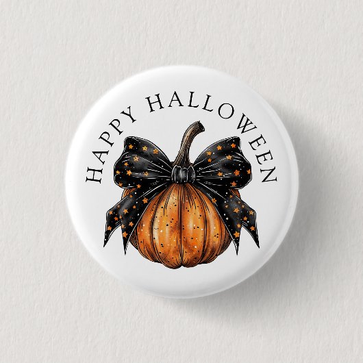 Badge Rond 2,50 Cm Joli Citrouille D'Halloween Et Bow (Devant)