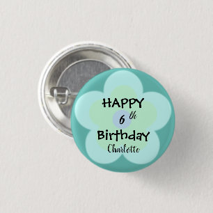 Badge Rond 2,50 Cm Joli coloré Fleur de marguerite motif nom d'annive