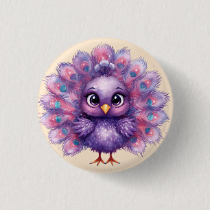Badge Rond 2,50 Cm Joli Fantastique Paon Lilac fantaisiste