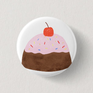 Badge Rond 2,50 Cm Joli gâteau au chocolat avec cadeau d'anniversaire