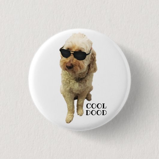 Badge Rond 2,50 Cm Joli Golden Doodle, Cool Dood (Devant)