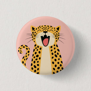 Badge Rond 2,50 Cm Joli Léopard Sauvage de Dessin Animé Souriant et H