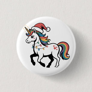Badge Rond 2,50 Cm Joli licorne cerf renne lumières de Noël drôle