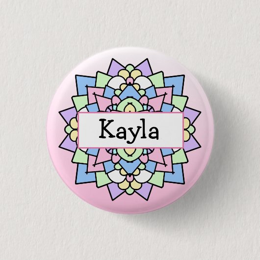 Badge Rond 2,50 Cm Joli Mandala rose et violet (Devant)