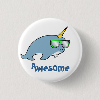 Badge Rond 2,50 Cm Joli Narwhal frais aux nuances