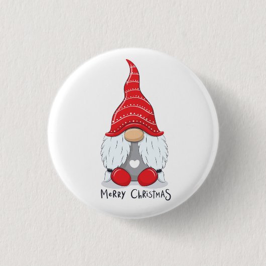 Badge Rond 2,50 Cm Joli Noël Gnome Aquarelle Art (Devant)