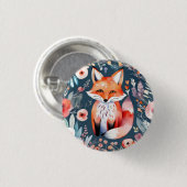 Badge Rond 2,50 Cm Joli renard floral (Devant & derrière)