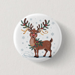 Badge Rond 2,50 Cm Joli Rudolph avec accents dorés