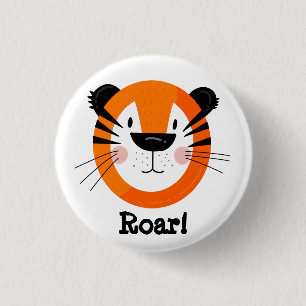 Badge Rond 2,50 Cm Joli Tigre Face Rocher Art
