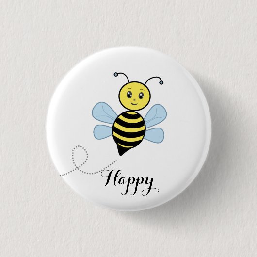 Badge Rond 2,50 Cm Jolie abeille et calligraphie (Devant)