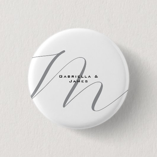 Badge Rond 2,50 Cm Jolie calligraphie noir blanc grisé (Devant)