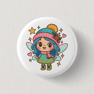 Badge Rond 2,50 Cm Jolie fée d'hiver Art de fantaisie pastel Kawaii