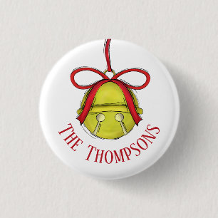 Badge Rond 2,50 Cm Jolie Fête de Noël Personnalisée Famille Or