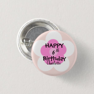 Badge Rond 2,50 Cm Jolie fleur marguerite colorée Gradient Nom de l'a