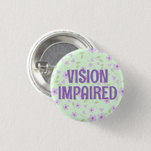 Badge Rond 2,50 Cm Jolie Florale Violette Handicapée Visuelle
