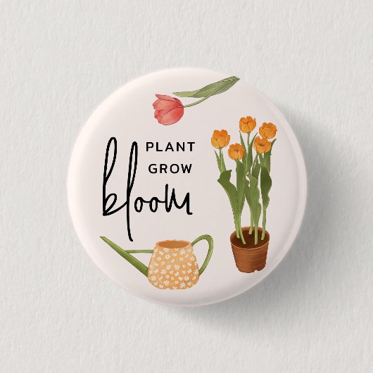 Badge Rond 2,50 Cm Jolie Plante de script croissance fleur Tulip (Devant)