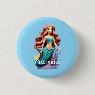 Badge Rond 2,50 Cm Jolie sirène rousse Thunder_Cove