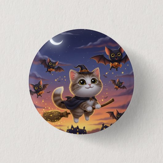 Badge Rond 2,50 Cm Jolie sorcière d'Halloween (Devant)