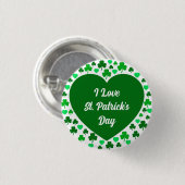 Badge Rond 2,50 Cm Jolis trèfles et coeurs verts Saint-Patrick (Devant & derrière)