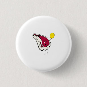 Badge Rond 2,50 Cm Joues effrontées. Côtes de porc, thème viande