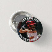 Badge Rond 2,50 Cm Joueur de baseball Ajouter le nom Équipe et photo (Devant & derrière)