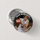Badge Rond 2,50 Cm Joueur de basket-ball Ajouter un nom Numéro d'équi (Devant & derrière)