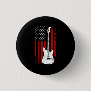 Badge Rond 2,50 Cm Joueur de musique de guitare drapeau américain amé