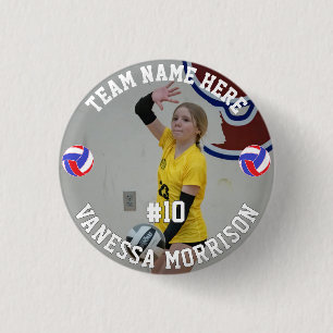 Badge Rond 2,50 Cm Joueur de volley-ball Ajouter un nom Numéro d'équi