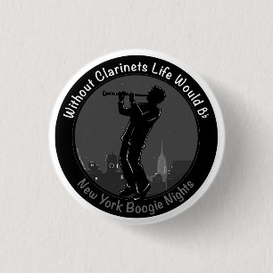 Badge Rond 2,50 Cm Joueur du Clarinet de New York