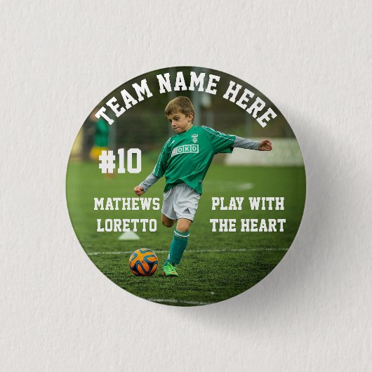 Badge Rond 2,50 Cm Joueur étoilé de football | Nom Numéro du devis Ph (Devant)