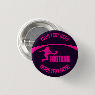 Badge Rond 2,50 Cm Joueuse de football, équipe, cadeau d'anniversaire