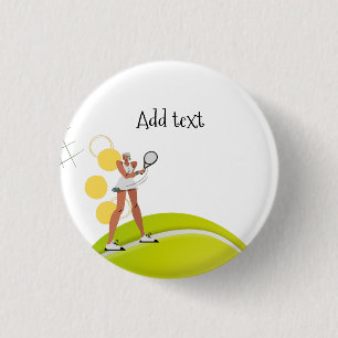 Badge Rond 2,50 Cm Joueuse de tennis tient la raquette