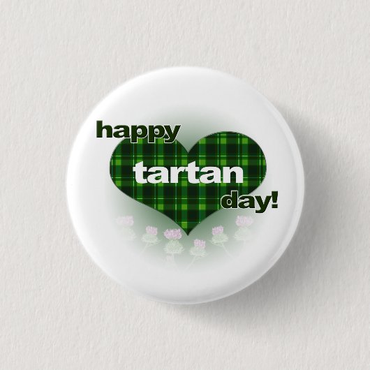 Badge Rond 2,50 Cm Jour "coeur et chardons " de tartan (Devant)
