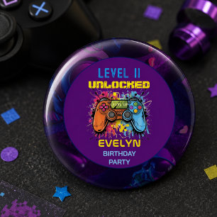 Badge Rond 2,50 Cm Jour de jeu Niveau supérieur Anniversaire de jeu v