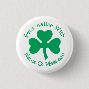 Badge Rond 2,50 Cm Jour de la Saint Patrick PERSONNALISÉ de shamrock