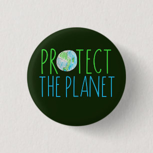Badge Rond 2,50 Cm Jour des terres chaque jour Protégez la planète